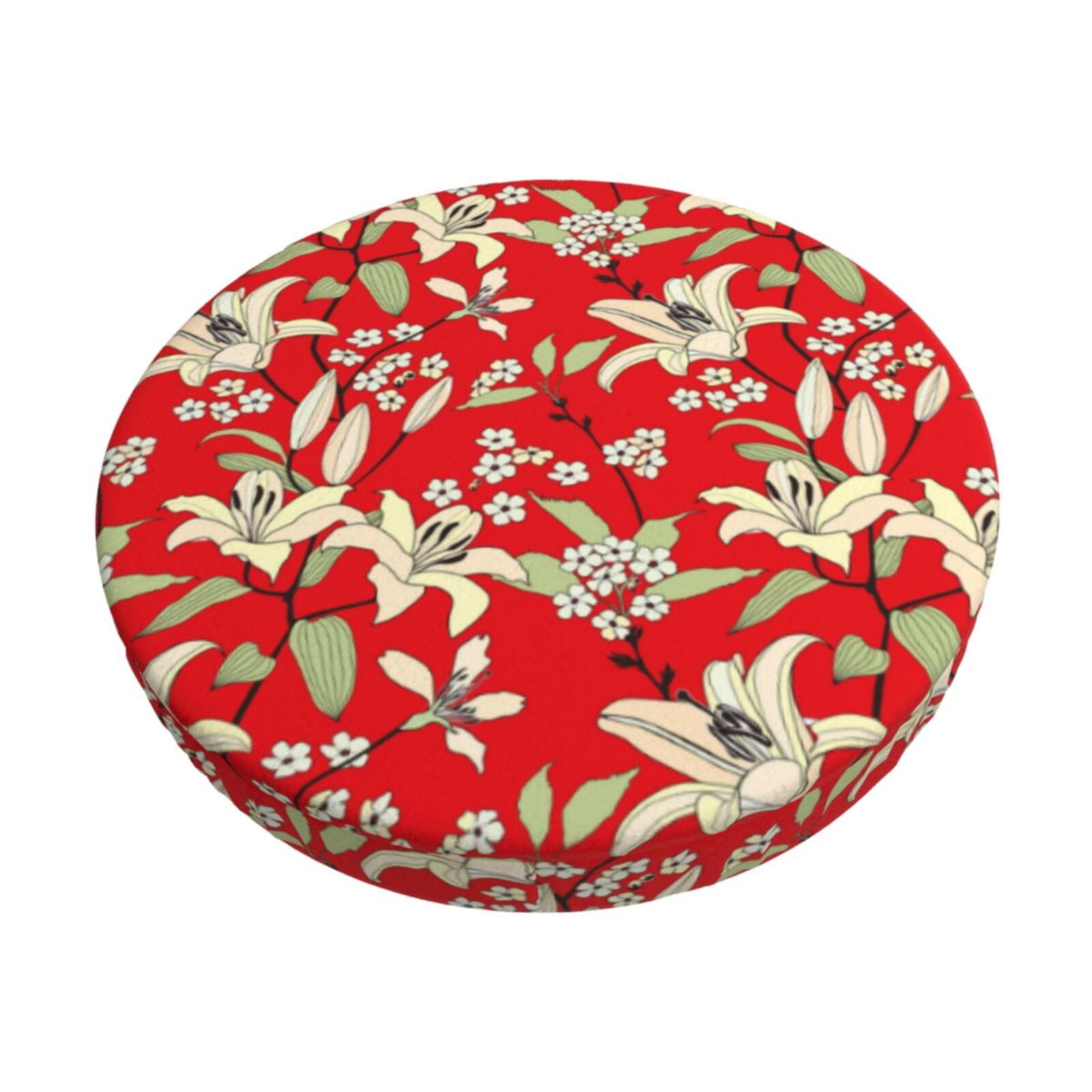 Derioi Lilies Flowers for Round Bar Chair Cushion Cover Round Stool ...