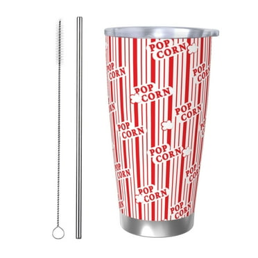 Derioi Popcorn 1 for 20oz Tumbler with Lid for Hot and Cold Beverages, Portable for Office, Sports, and Home-Straw Two-piece Set