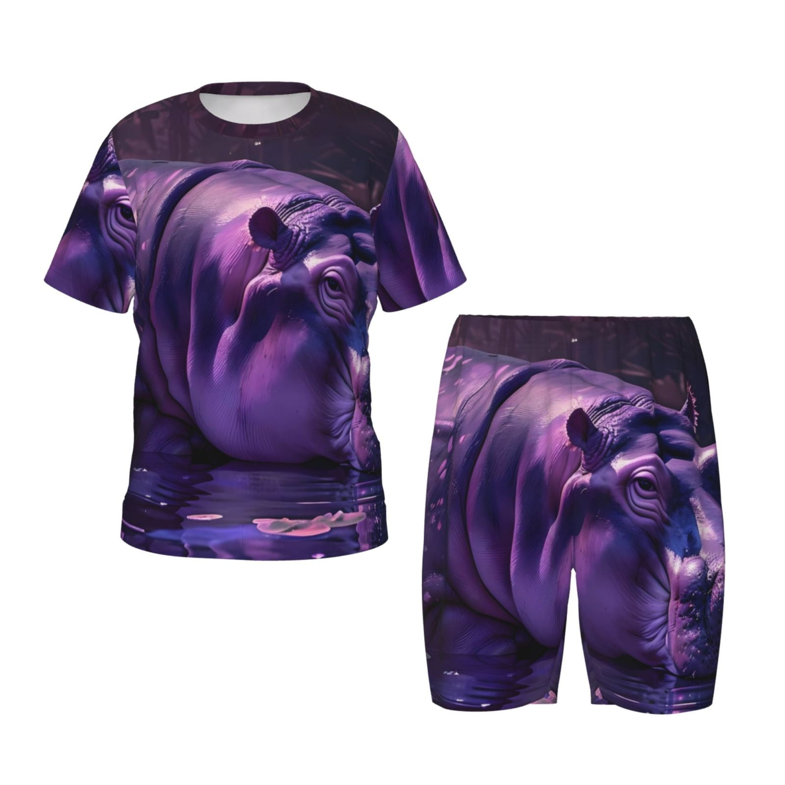 Girls Pima Christmas Hippopotamus Pajama Set main image 1