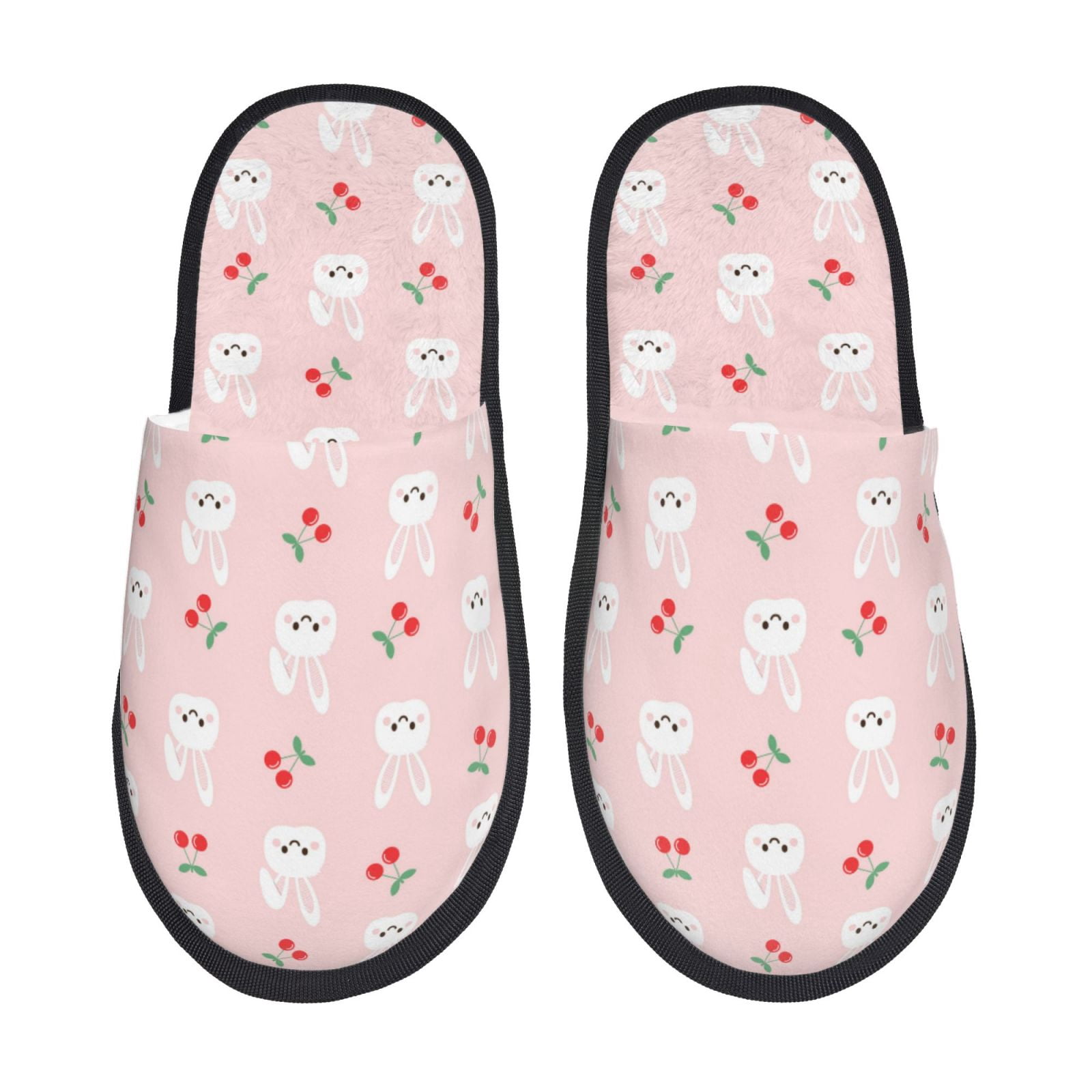 Derioi Rabbit And Cherry for Slippers Indoor Outdoor Anti-Skid Warm ...