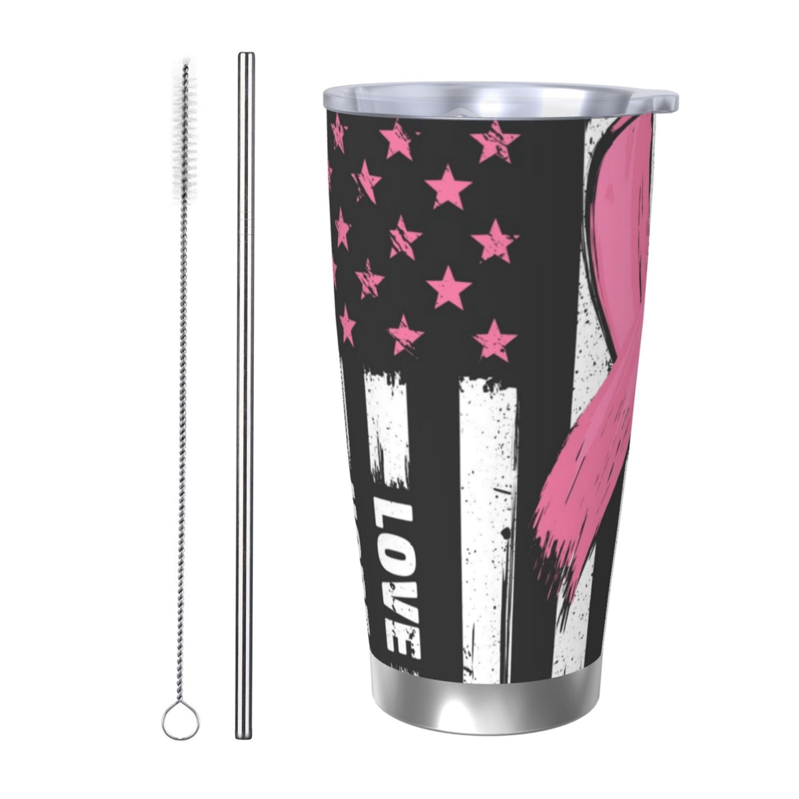 Derioi Ribbon Breast Cancer Awareness for 20oz Tumbler with Lid for Hot ...