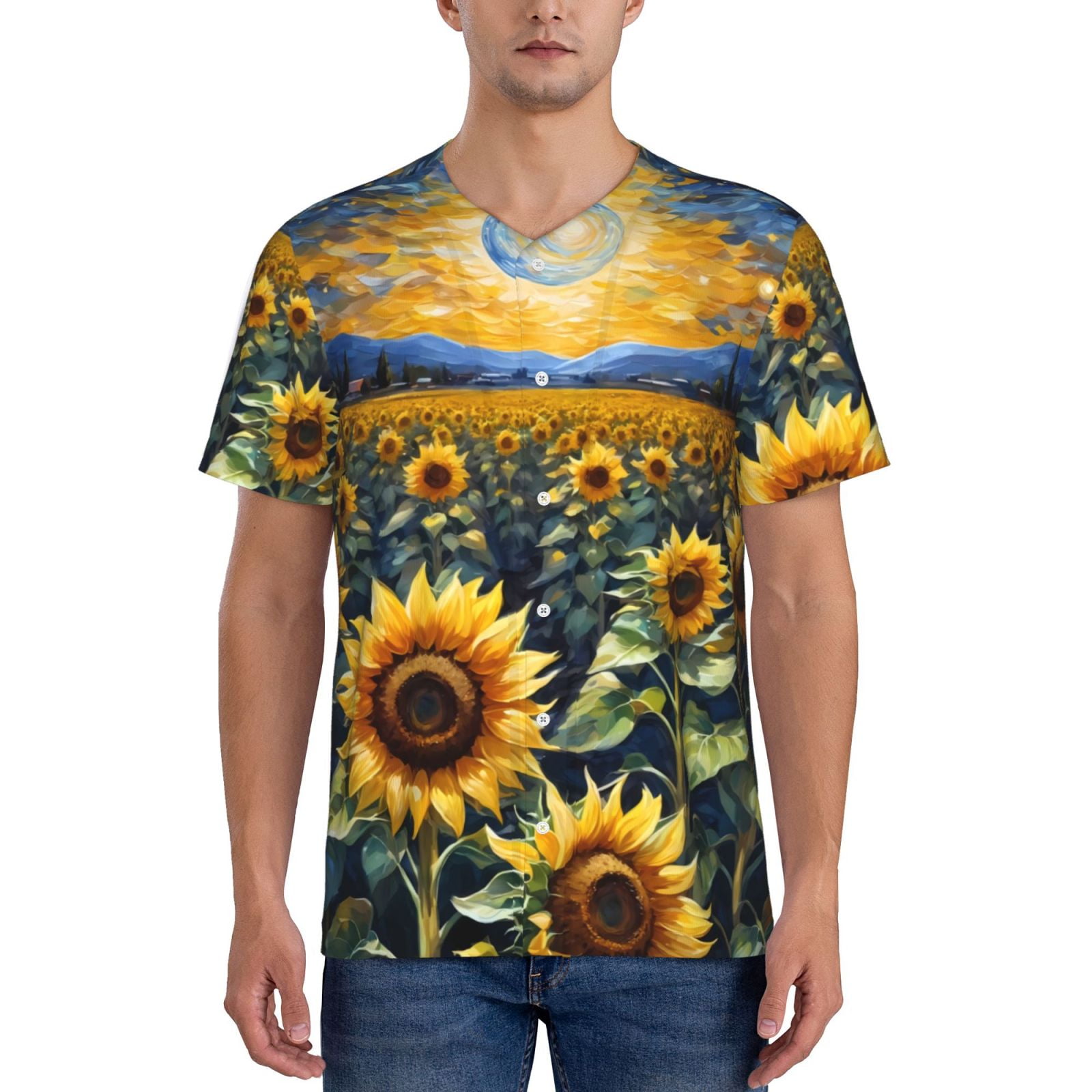 Button Front Tee Shirt - Fresh Sky main image 1
