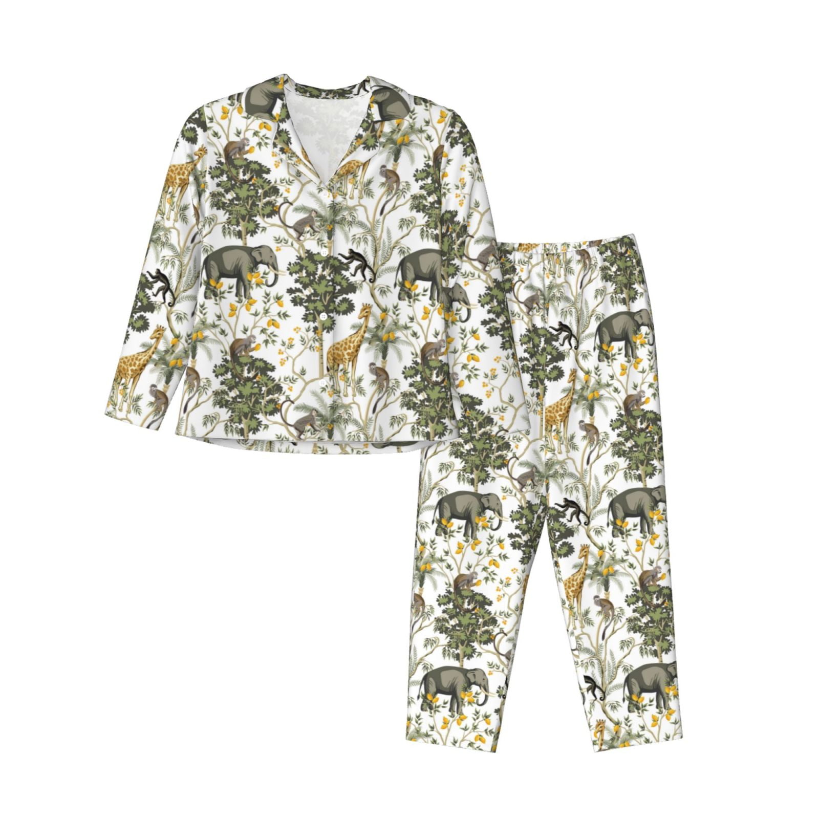 Buttoned animal women’s pajamas set.