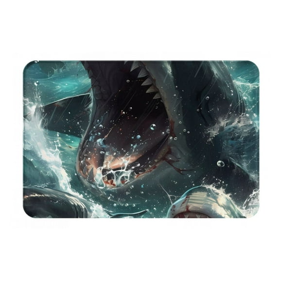 Derioi Wave Ocean Animal Shark for Front Door Mat Outside Entrance Non-Slip Mat for Yard, Garage, High Traffic Areas(16"x24")