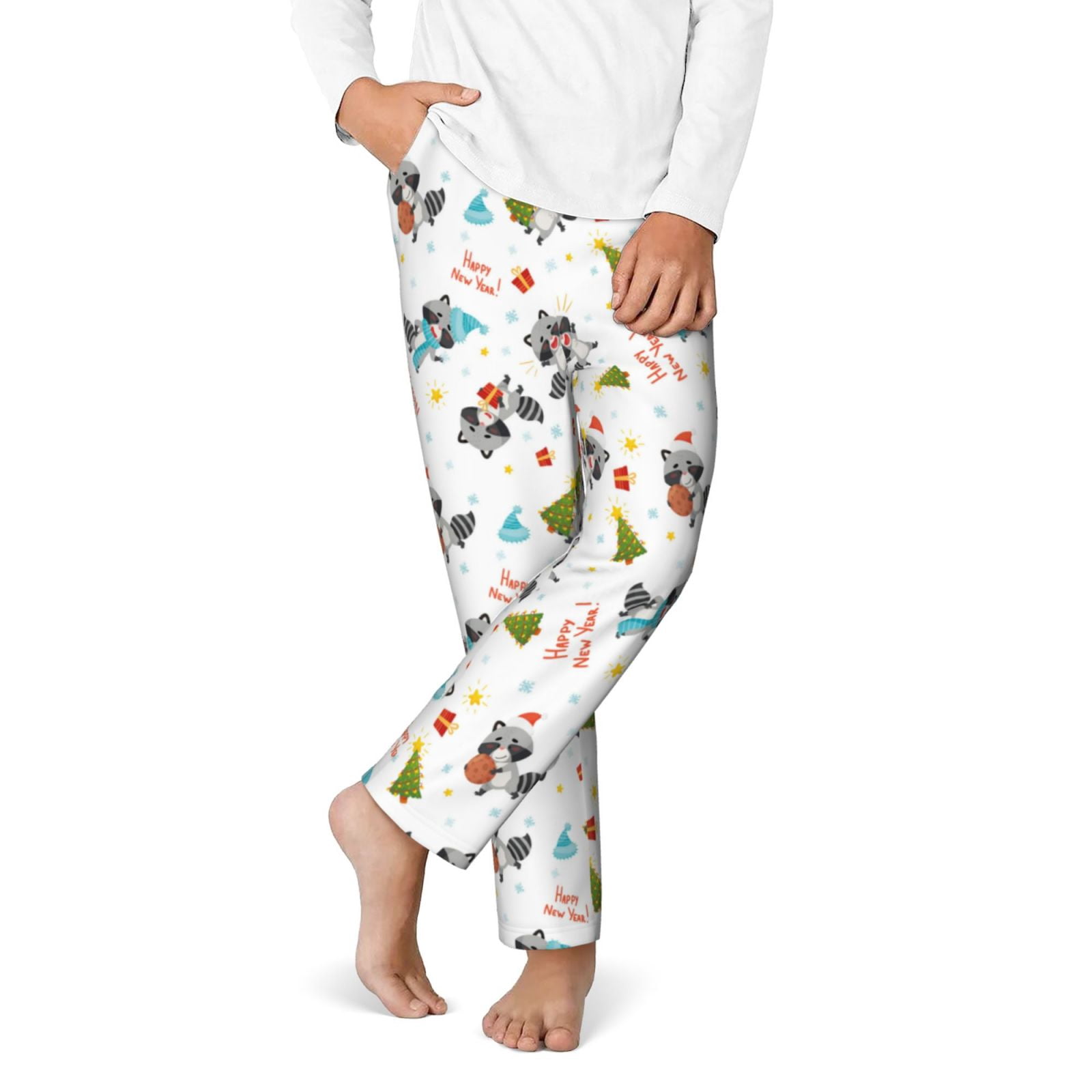 Pink Raccon Pj Derioi happy new year Raccoon for Pajama Pants Men Elastic Waistband ...