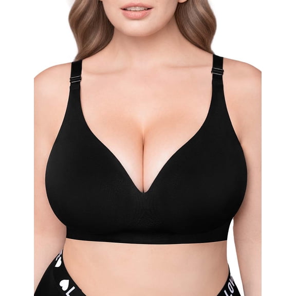 Derisaly Womens Plus Size Wireless Bra Full Coverage Comfort Seamless Bra with Support Wide Straps No Underwire Everyday Wear