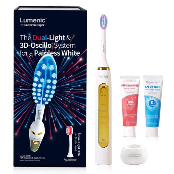DermRays Lumenic Sonic Toothbrush, The RED Light & 3D-Oscillo System Electric Toothbrush with Replacement Brush Head