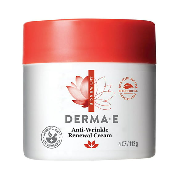 Derma E Anti-Wrinkle Retinol Renewal Cream with Retinol & Bakuchiol, Vegan Skin Care, 4 oz