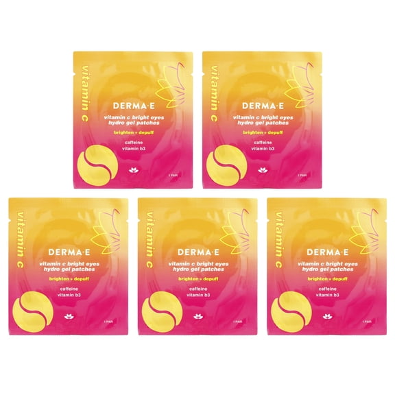 DERMA E Vitamin C Bright Eyes Hydro Gel Patches, For All Skin Types, 5 Pack