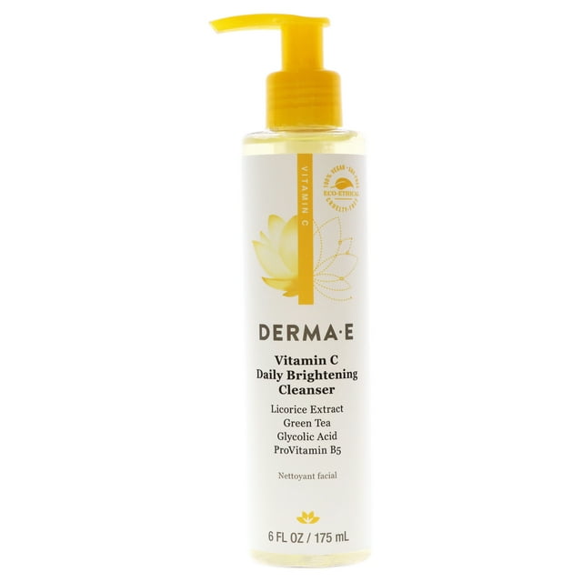 Derma E Evenly Radiant Vitamin C Facial Cleanser, Face Wash for All Skin Types, 6 Fl oz