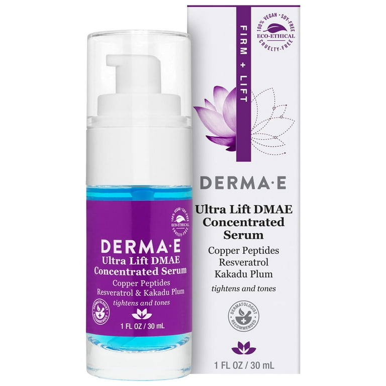 Derma E Ultra Lift Serum with DMAE, Copper Peptides & Resveratrol, Skin Firming, 1 fl oz - Walmart.com Derma E Ultra Lift Serum with DMAE, Copper Peptides & Resveratrol, Skin Firming, 1 fl oz - Walmart.com