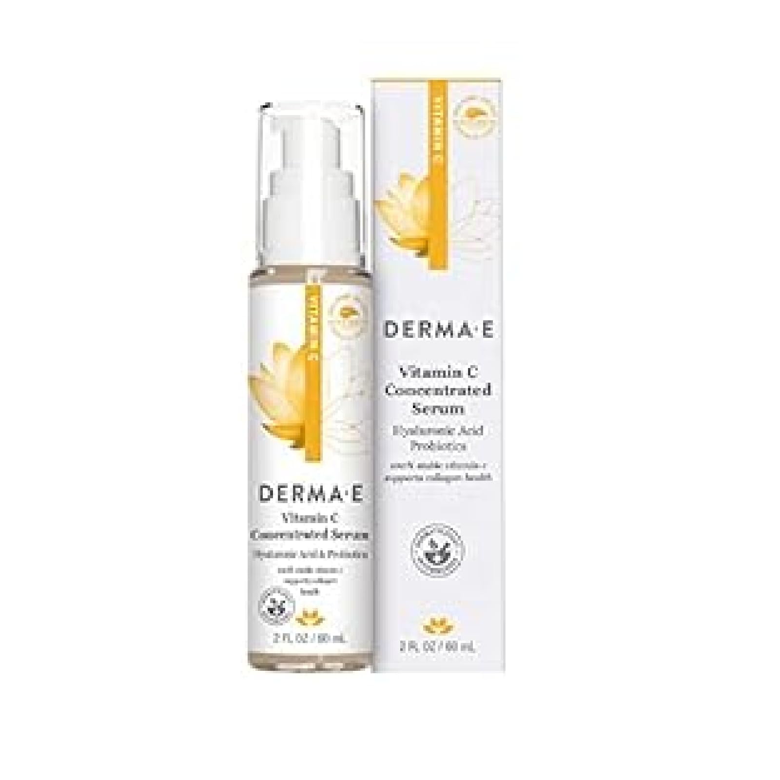 Derma E Vitamin C Concentrated Serum With Hyaluronic Acid All Natural, Antioxidant-Rich Concentrated Facial Serum Firming And Brightening Skin Serum, 2Oz.