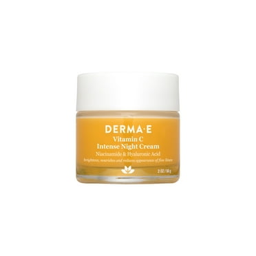 Derma E Vitamin C Intense Brightening Night Cream with Hyaluronic Acid, Vegan Skin Care, 2 oz