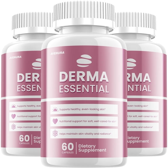 Derma Essential Capsules – DermaEssential Pills Advanced Fomula Natural Ingredients for Healthy Skin Support, 3 Pack, 180 Capsules