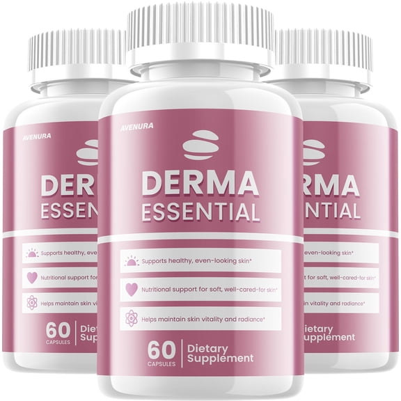 Derma Essential Capsules – DermaEssential Pills Advanced Fomula Natural Ingredients for Healthy Skin Support, 3 Pack, 180 Capsules