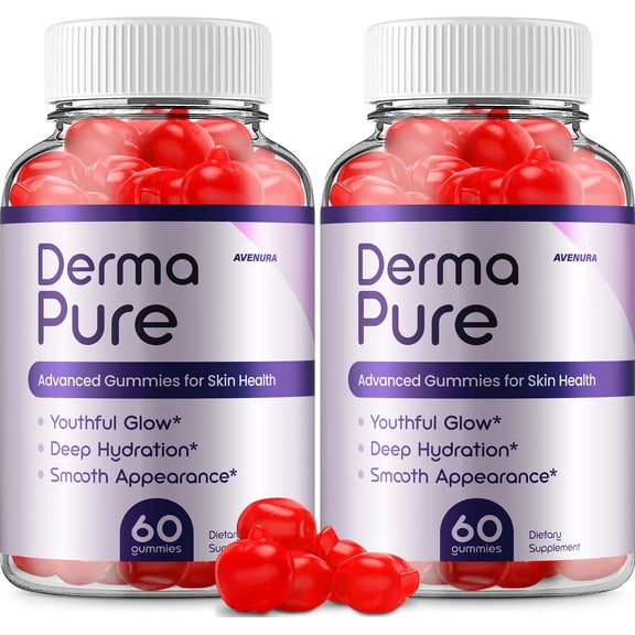 Derma Pure ACV Gummies– DermaPure Gummy Advanced Formula Apple Cider Vinegar Maximum Strength 1000MG, 2 Pack, 120 Gummies