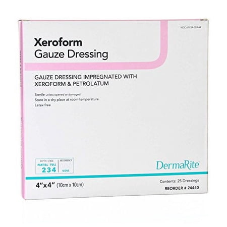 Derma Rite Gauze Dressing Impregnated with Xeroform and Petrolatum, 25 Count, 6 Pack