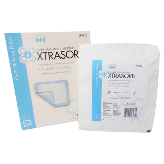 Derma Sciences Xtrasorb Super-Absorbent Dressing, 6" x 9", 10 Count
