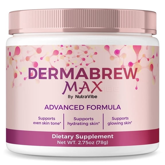 DermaBrew Max Powder Daily Skin Formula with a Clean, Natural Blend | Supports Hydration, Texture & a Radiant-Looking Glow from Within (30 Servings)
