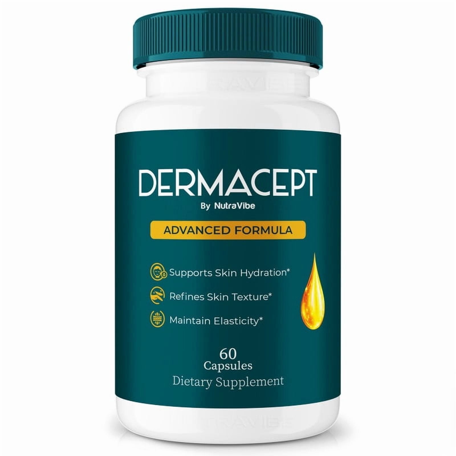 DermaCept Capsules – Daily Skin Formula with a Clean, Natural Blend Inspired by Derma Cept Care Routines | Supports Hydration, Texture & Radiant Glow from Within (60 Capsules)