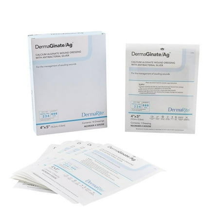 DermaGinate/Ag Calcium Alginate Wound Dressing, 4 x 5 Inch, Sterile, 10 Count