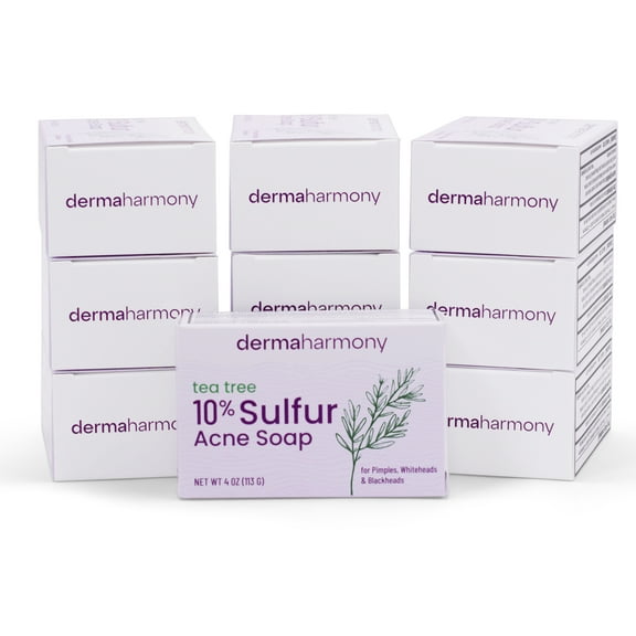 DermaHarmony 10% Sulfur and Tea Tree Bar Soap - 4 oz - (10 Bars)