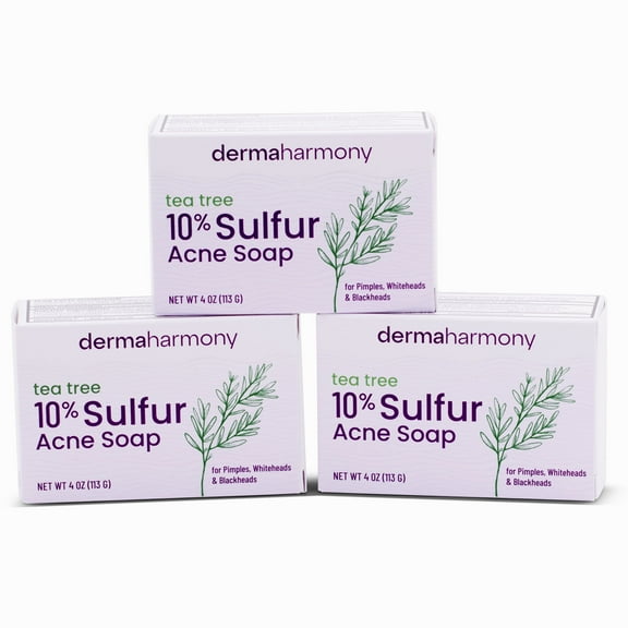 DermaHarmony 10% Sulfur and Tea Tree Bar Soap - 4 oz - (3 Bars)