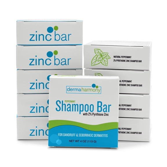 DermaHarmony  2% Pyrithione Zinc Dandruff & Seborrheic Dermatitis Shampoo Bar - Peppermint (10 Bars)