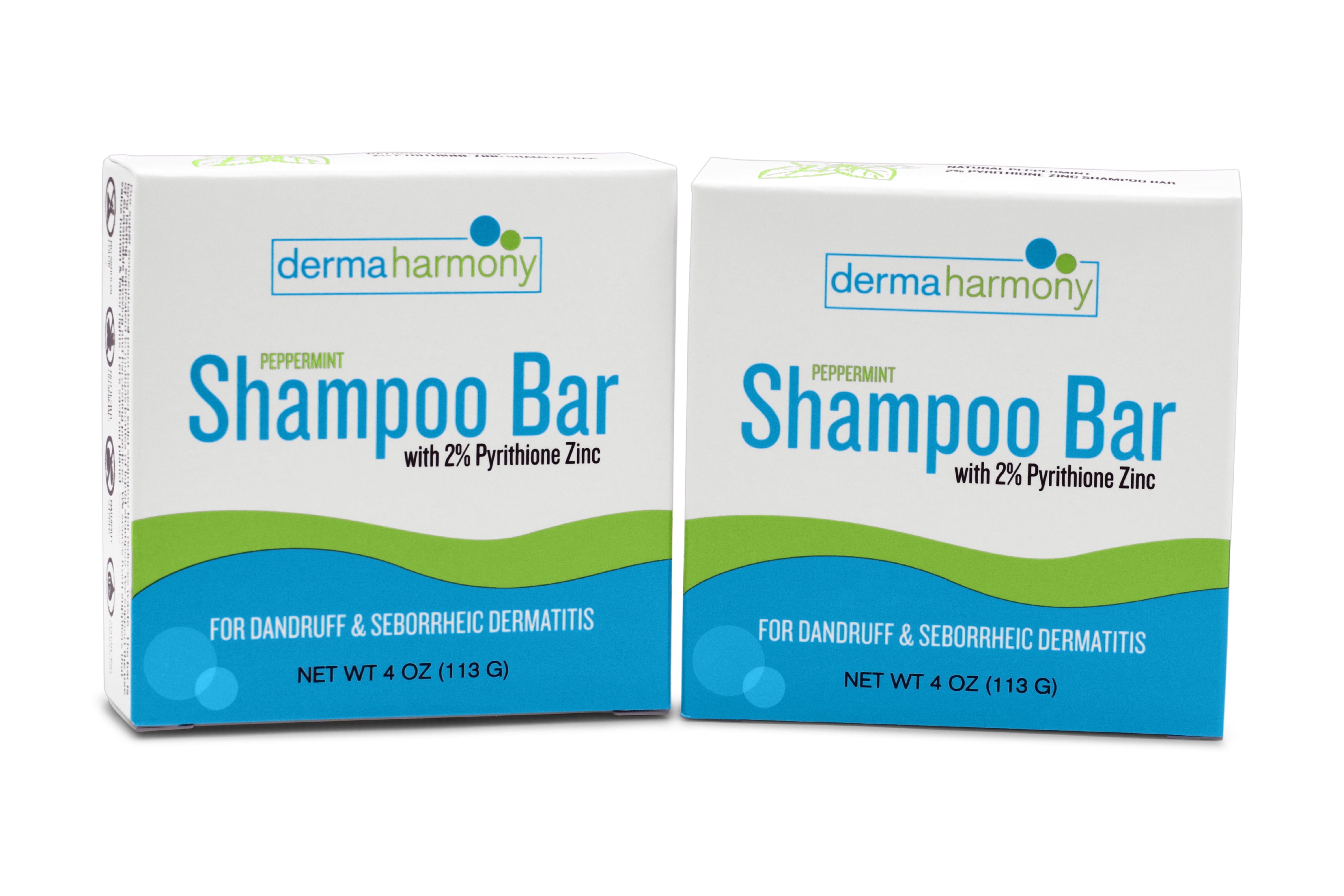 DermaHarmony  2% Pyrithione Zinc Dandruff & Seborrheic Dermatitis Shampoo Bar - Peppermint  (2 Bars)