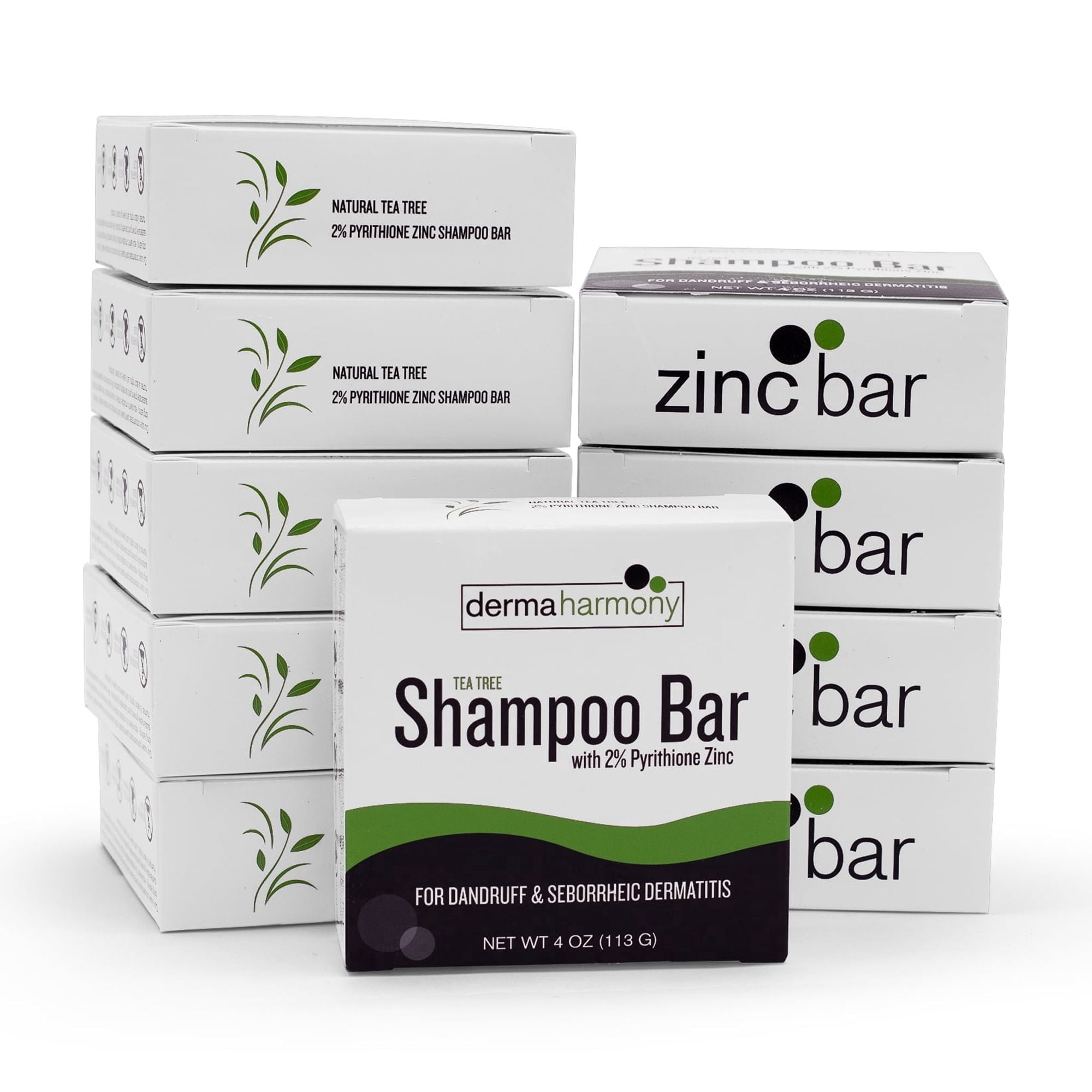 DermaHarmony  2% Pyrithione Zinc Dandruff & Seborrheic Dermatitis Shampoo Bar - Tea Tree (10 Bars)