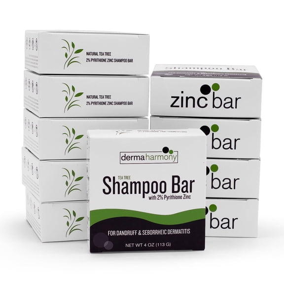 DermaHarmony  2% Pyrithione Zinc Dandruff & Seborrheic Dermatitis Shampoo Bar - Tea Tree (10 Bars)
