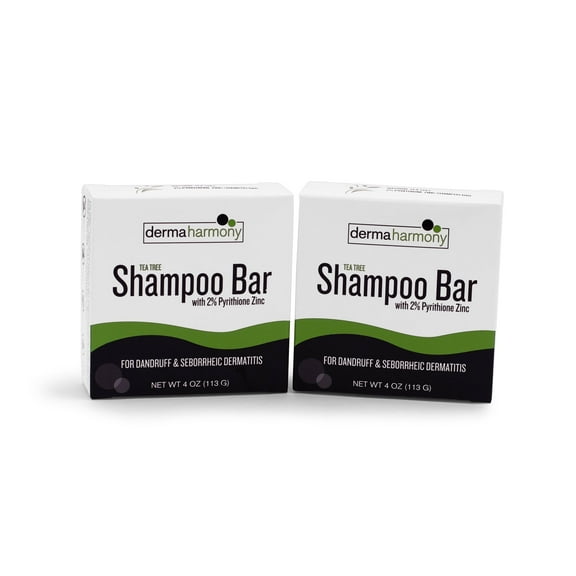 DermaHarmony  2% Pyrithione Zinc Dandruff & Seborrheic Dermatitis Shampoo Bar - Tea Tree (2 Bars)