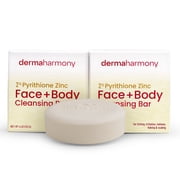 DermaHarmony 2% Pyrithione Zinc Face & Body Bar non-soap - Unscented - 2 Bars