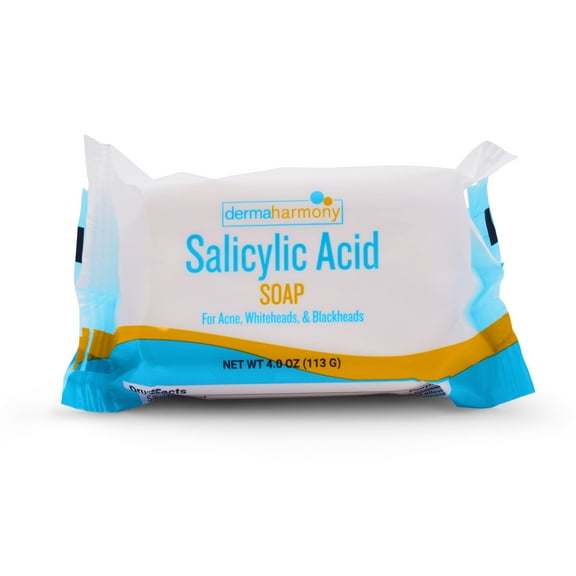 DermaHarmony 2% Salicylic Acid Bar Soap for the treatment of Acne, Blackheads & Whiteheads - 4 oz (1 Bar)