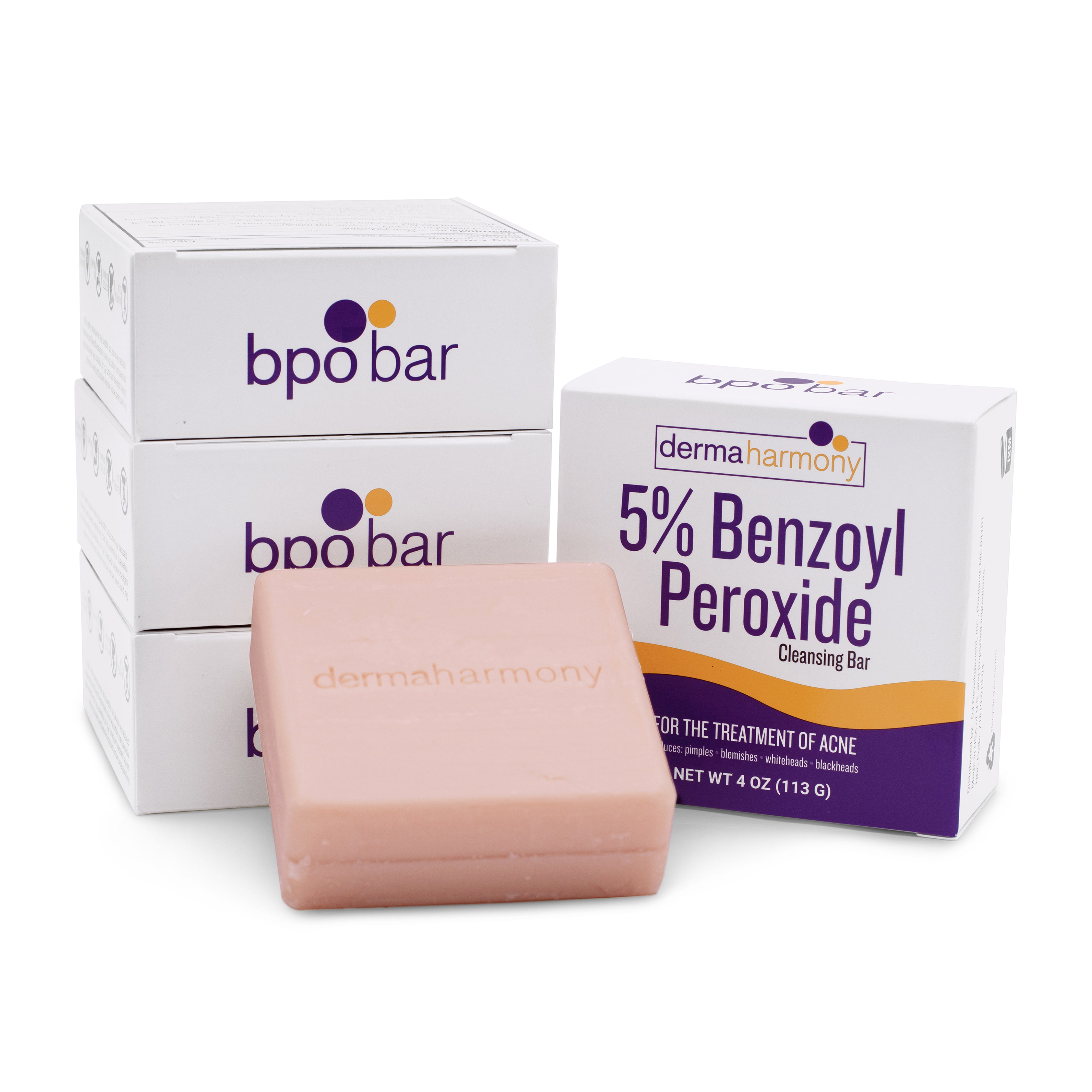 DermaHarmony 5% Benzoyl Peroxide Cleansing Bar (Non-Soap) 5 Bars