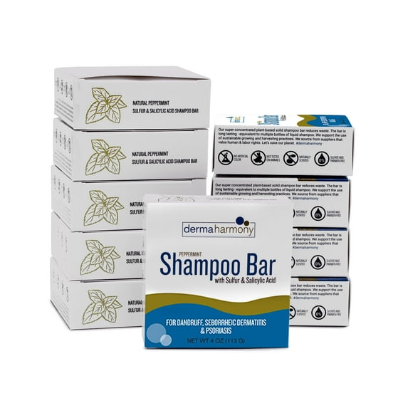 DermaHarmony Sulfur & Salicylic Acid Dandruff Shampoo Bar - Peppermint (10 Bars)