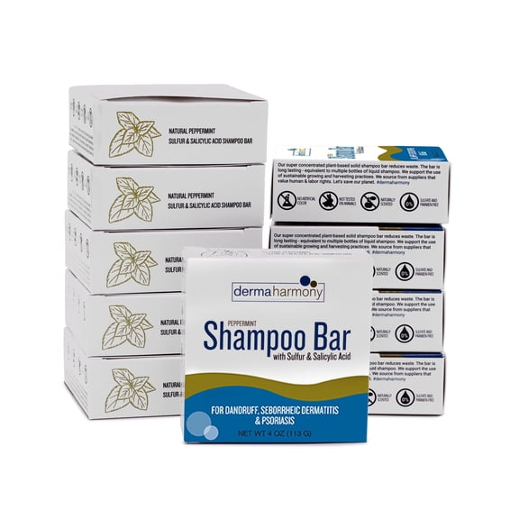 DermaHarmony  Sulfur & Salicylic Acid Dandruff Shampoo Bar - Peppermint (10 Bars)