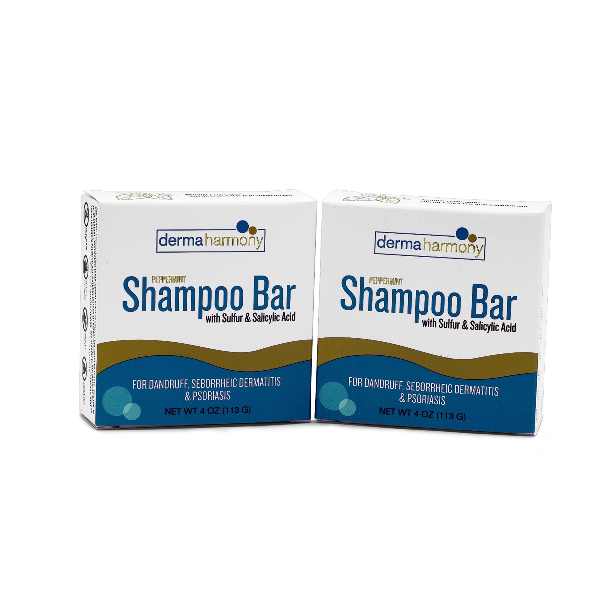 DermaHarmony Dandruff Relief Shampoo with Sulfur and Salicylic Acid, Peppermint, 4 oz (2 Pack)