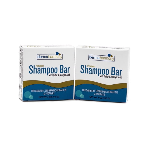 DermaHarmony Dandruff Relief Shampoo with Sulfur and Salicylic Acid, Peppermint, 4 oz (2 Pack)