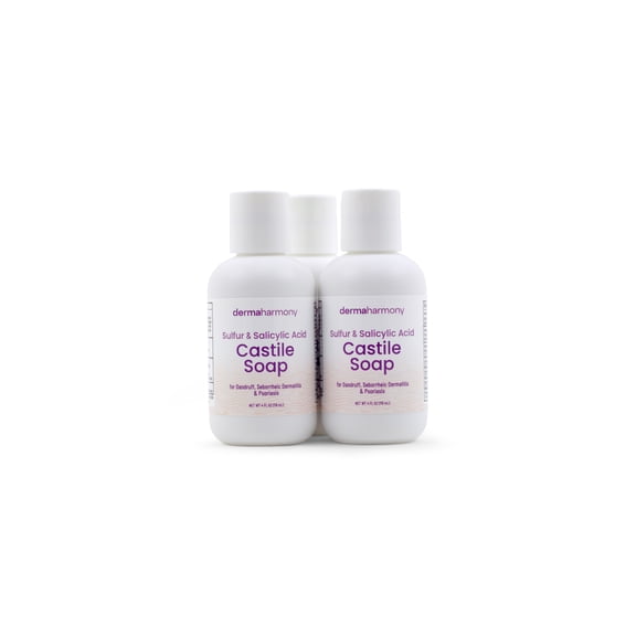 DermaHarmony Sulfur & Salicylic Acid Liquid Castile Soap - 4 fl oz (3 Bottles)