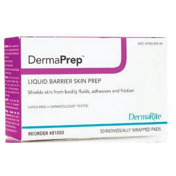 DermaPrep Skin Barrier Wipe Isopropyl Alcohol Individual Packet, 81050 - BOX OF 50