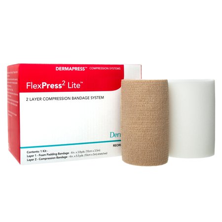 DermaRite 2-Layer Lite Compression Bandage System 4 Inch X 3-4/5 Yard / 4 Inch X 5-1/2 Yard 1 Ct