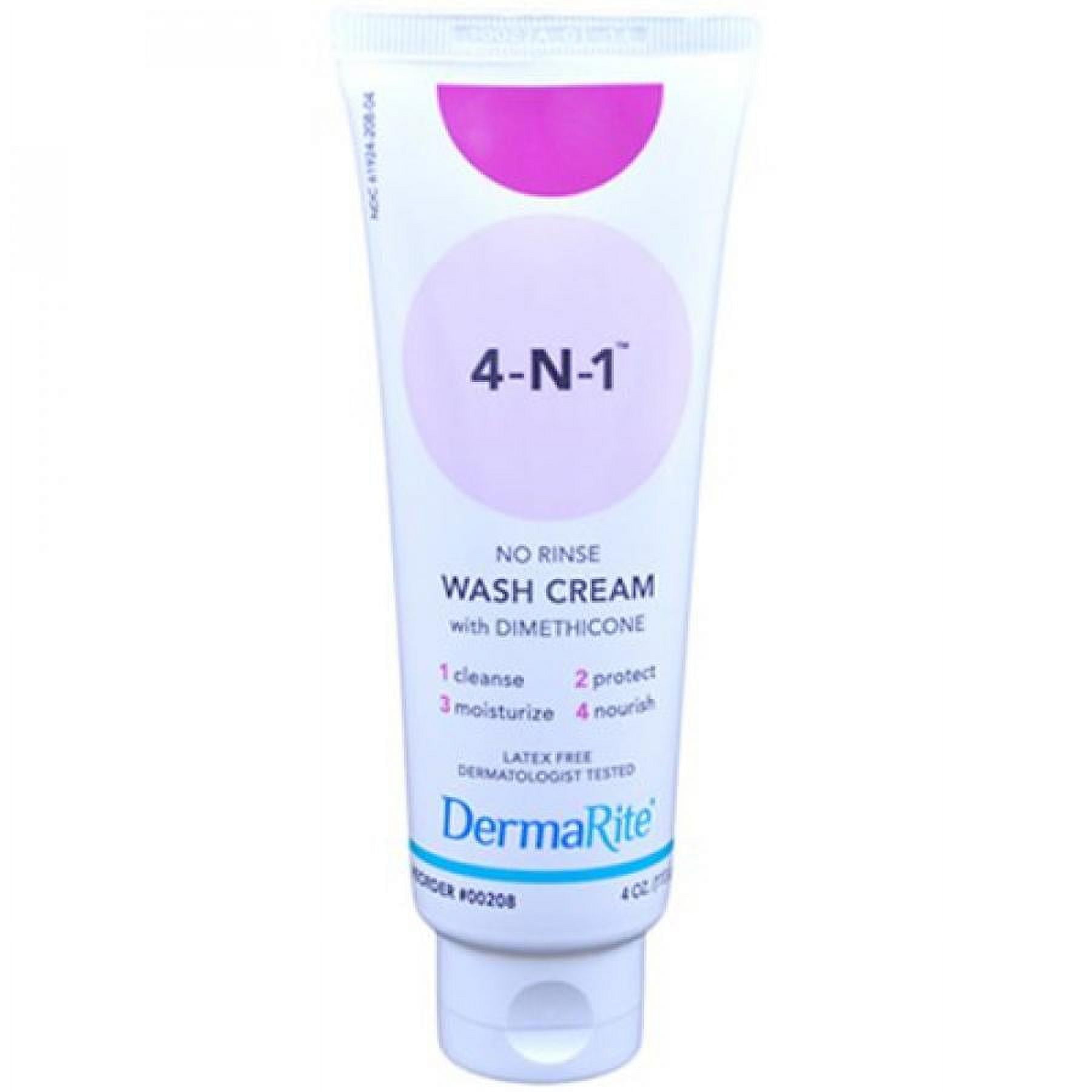DermaRite 4N1 RinseFree Body Wash Cream with Dimethicone, 4 oz., Fresh Scent, 1 Count