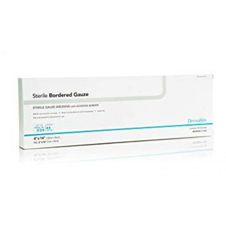 DermaRite Bordered Gauze Adhesive Dressing, 4 X 14 Inch, White, Gauze, Sterile, 25 Count