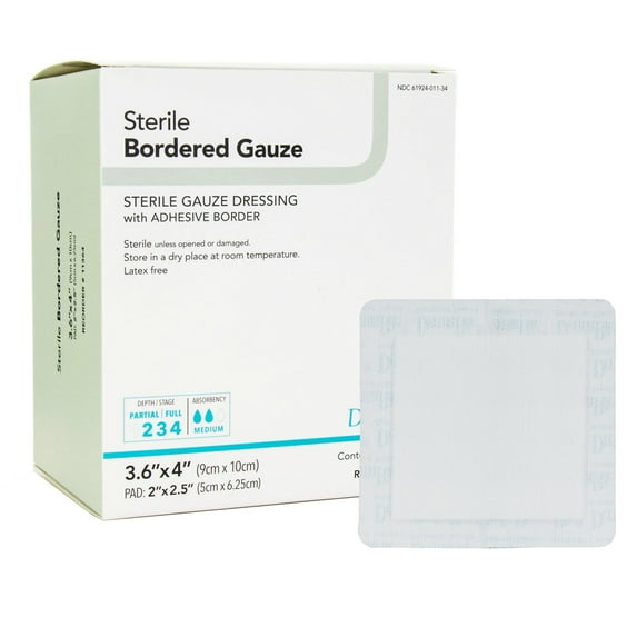 DermaRite Bordered Gauze White Gauze Island Dressing Sterile 3-3/5 X 4 Inch 50 per Box