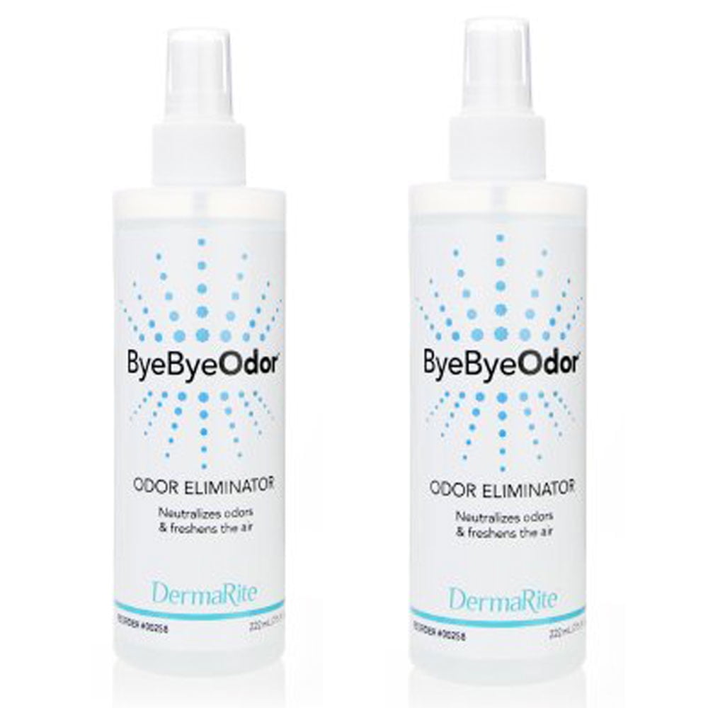 DermaRite ByeByeOdor Deodorizer Liquid Pump Spray, Fruit Scent, 7.5oz Bottle, 2 Pack