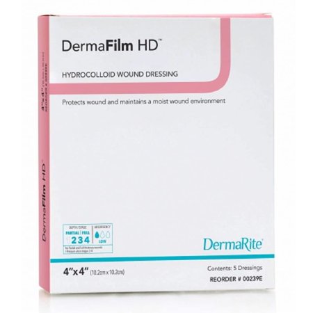 DermaRite DermaFilm Hydrocolloid Dressing - X-Thin - 4 X 4 Inch - Box