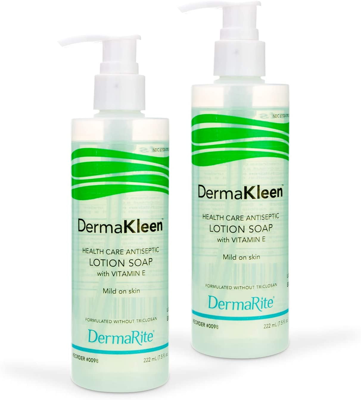 DermaRite Kleen Antibacterial Hand Soap 7.5 Oz. Pump Bottle, 2 Pack - Alcohol Free Liquid Hand Sanitizing Lotion - Disinfects, Moisturizes - Vitamin E Enriched - Triclosan Free, Antimicrobial, Antiseptic