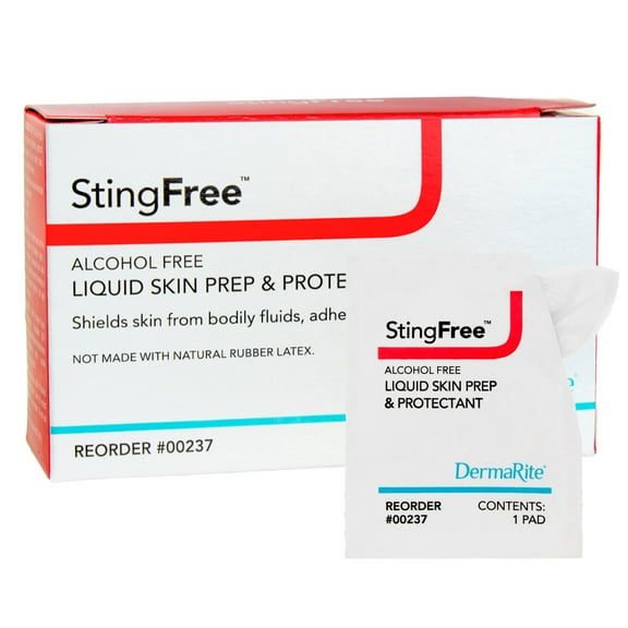 DermaRite StingFree Alcohol Free Liquid Skin Prep/Protectant Pads 50 ea