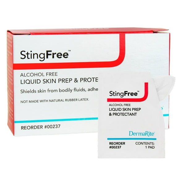 DermaRite Stingfree Skin Prep Wipes, Sterile, Box of 50, 2 X 2-1/2 Inch